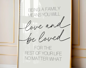 Letrero imprimible con frase &quot;Ser una familia&quot;, cita familiar imprimible, letrero para el hogar, letrero para la sala de estar, arte de pared para el dormitorio imprimible