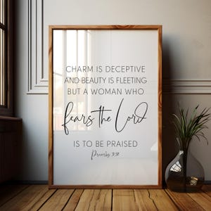 Proverbs 31:30 Printable, Charm is Deceptive Sign, Printable Scripture ...