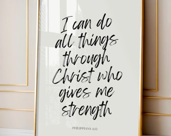 Filippesi 4:13 stampabile, Posso fare ogni cosa in Cristo, Versetto della Bibbia stampabile, Arte murale cristiana stampabile, Versetti biblici stampabili