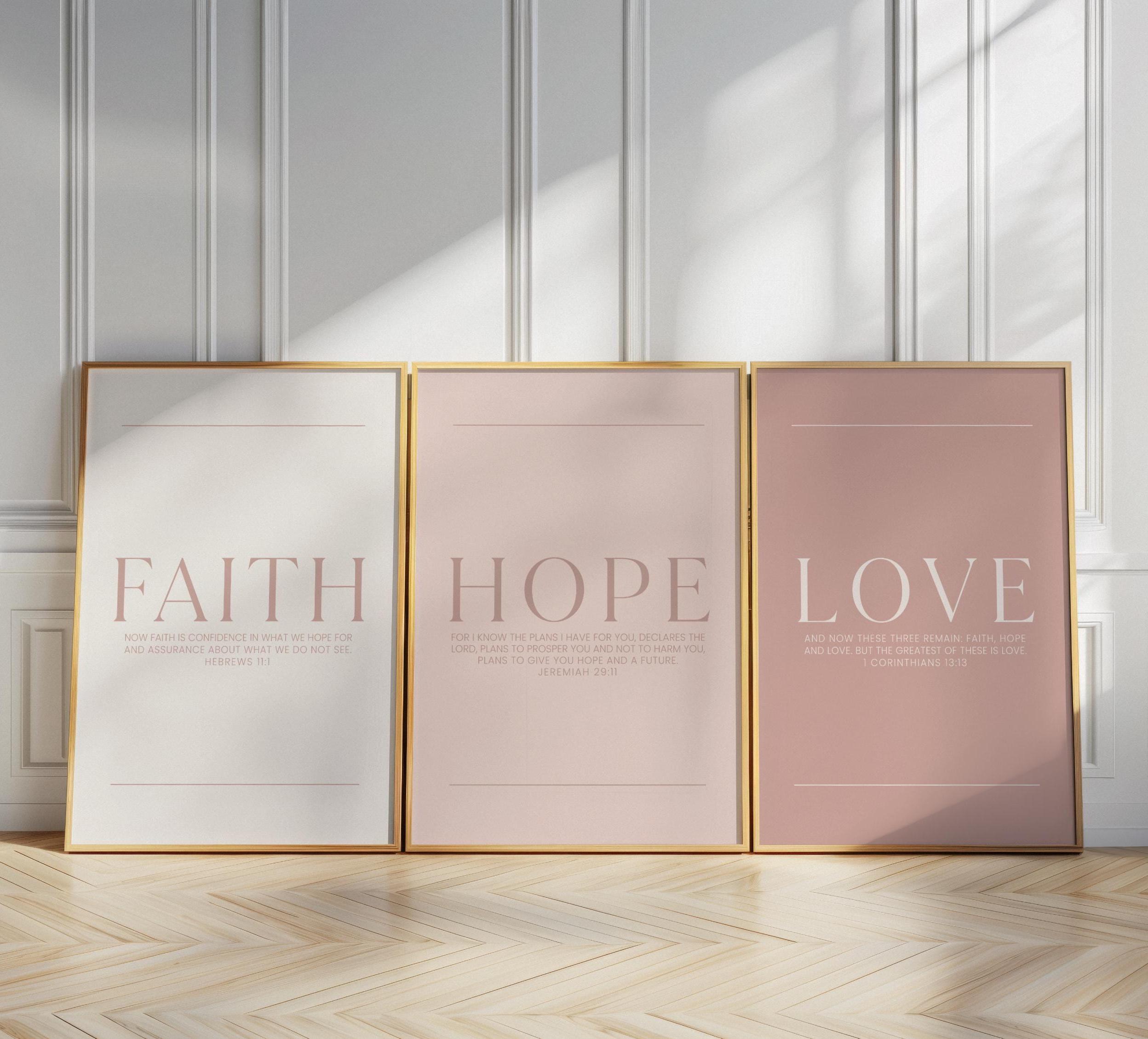 Faith Hope Love Christian Wall Art Set | Bible Verse Prints ...