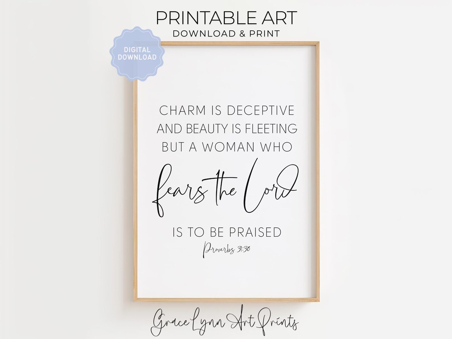 Proverbs 31:30 Printable, Charm is Deceptive Sign, Printable Scripture ...