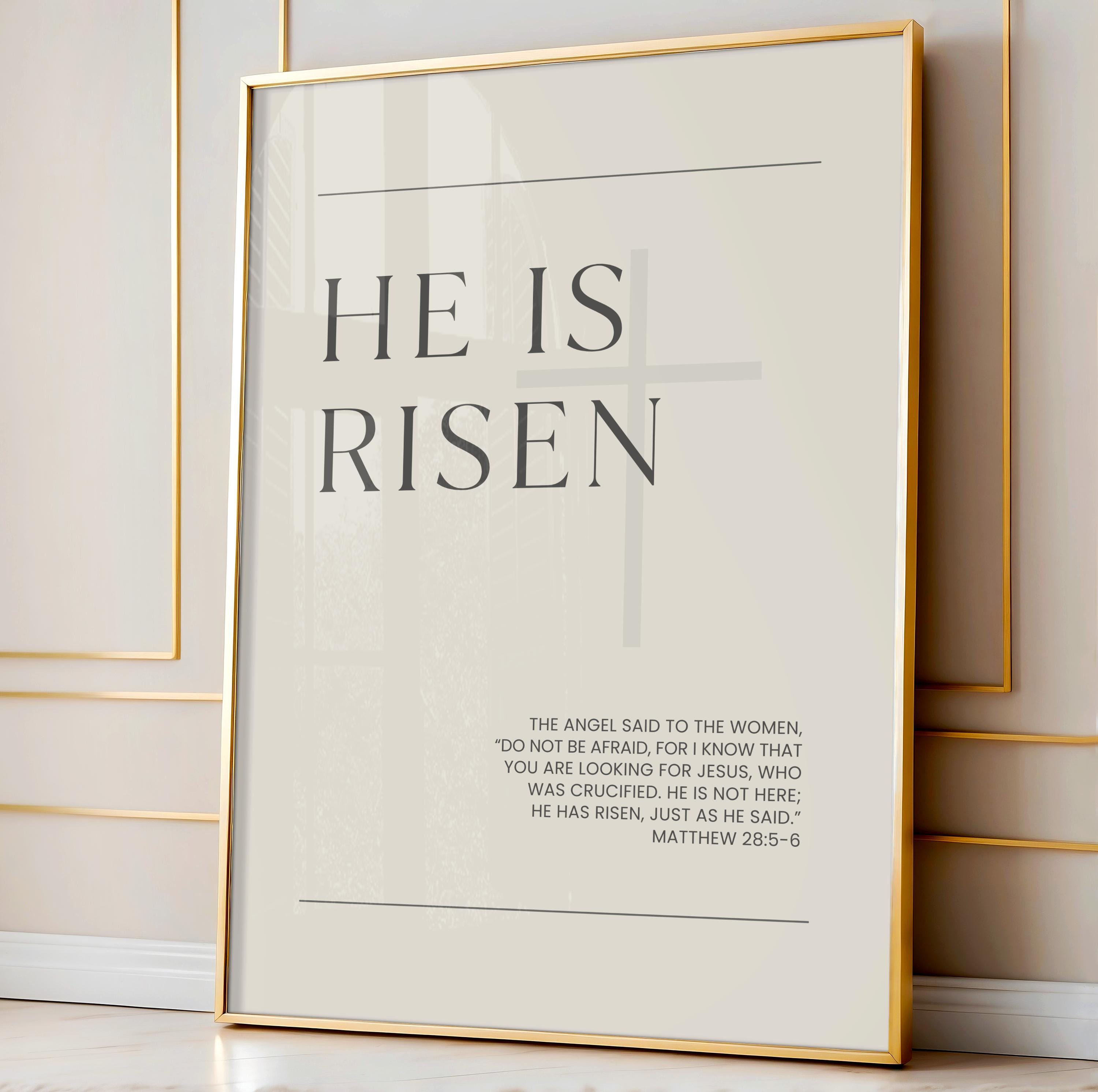 He is Risen Printable Wall Art, Matthew 28 5-6 Bible Verse Print ...