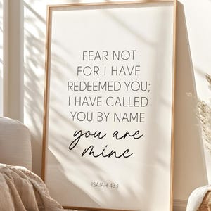Isaiah 43:1 Printable, Fear Not For I Have Redeemed You, Scripture Quote, Bible Verse Printable, Religious Wall Art, Bible Verse Sign