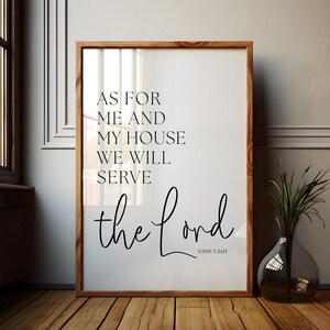 as for me and my house sign, bible verse printable, bible verse wall art, scripture wall art