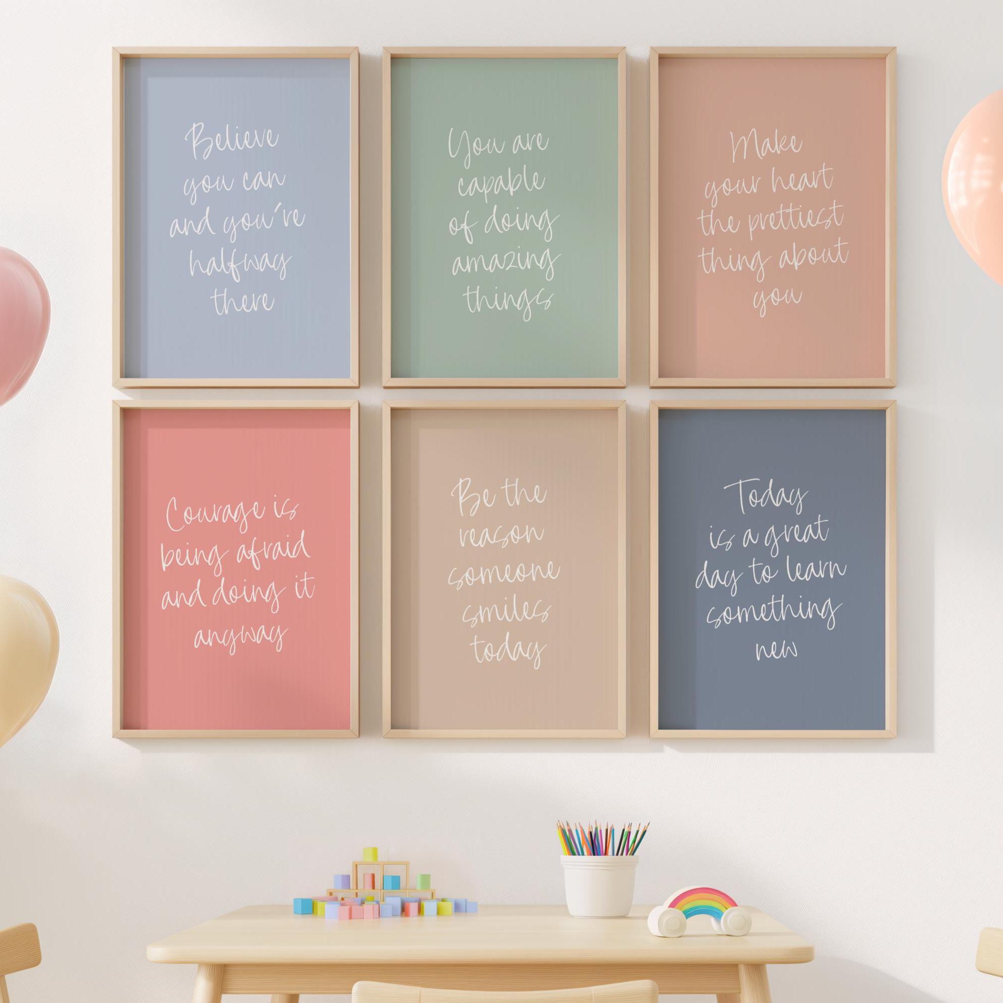 Inspirational Quote Wall Art Set of 6, Motivational Quote Wall Decor ...
