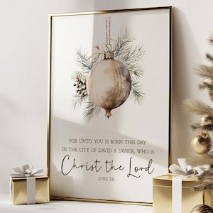 Printable Christmas Bible Verse, Christmas Scripture Printable, Luke 2:11 Printable, Bible Verse Printable, For Unto You Is Born This Day