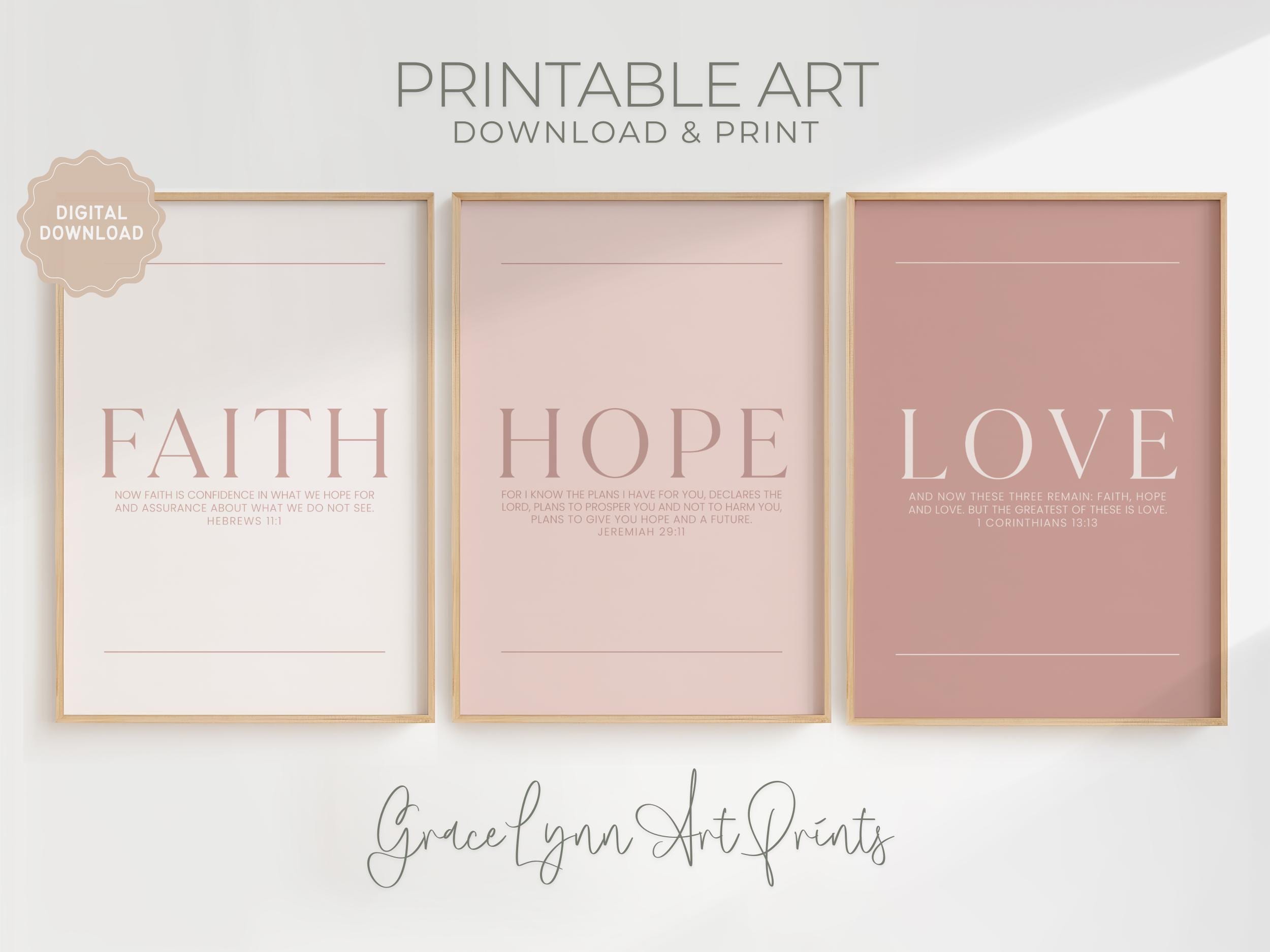 Faith Hope Love Christian Wall Art Set | Bible Verse Prints ...