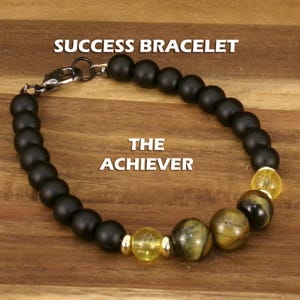 Attract Success Gift, Men&#39;s Bracelet, Manifest Abundance, Unisex, Healing Crystals, Attract money, Tiger&#39;s Eye, Citrine, Bracelet for him