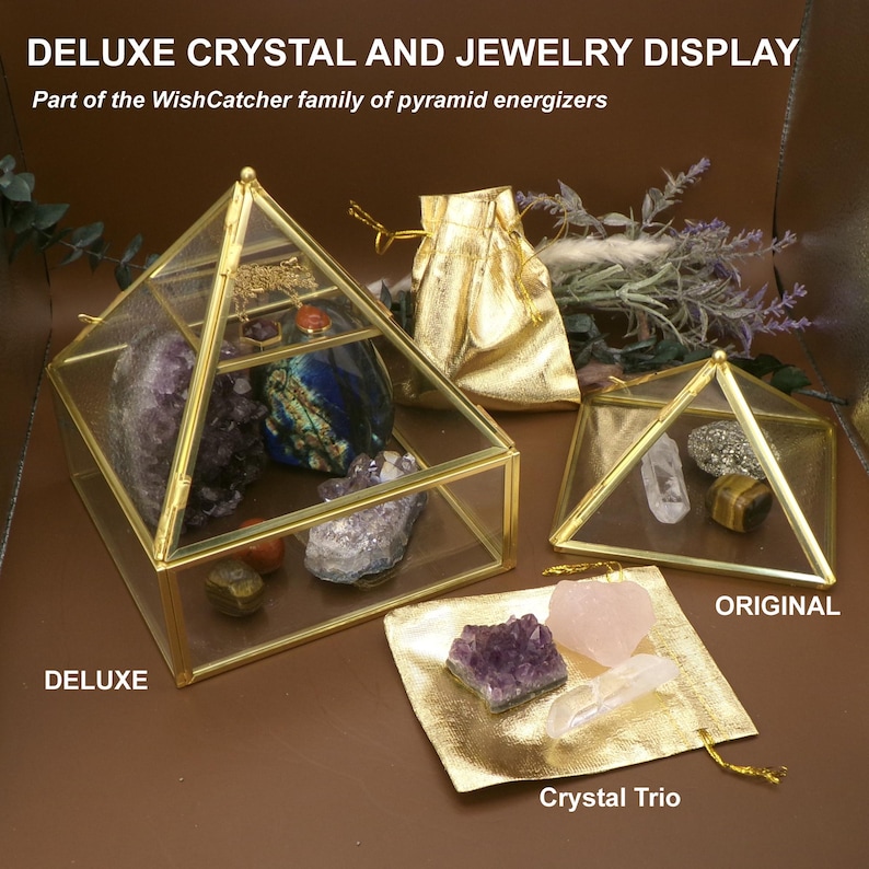 Brass Pyramid Crystal Display Case – Sacred Geometry Decor for ...