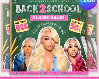 Back To School Flyer, Back to school sale flyer, Back to school Hair flyer, DIY canva template, Back 2 School Flyer, Canva Editable