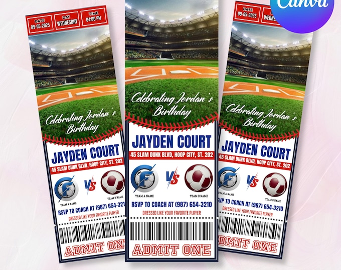 Editable Football Ticket, Football Game Ticket Gift, Football Birthday Ticket, Template Anniversary or Birthday Gift, Canva Editable