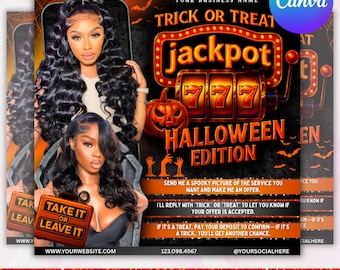 Bokningsflyer för oktober, böcker öppna i oktober, Halloween-hårflyer, läskig SZN-flyer, hårflyer för oktober, naglar MUA-fransar, redigerbar Canva