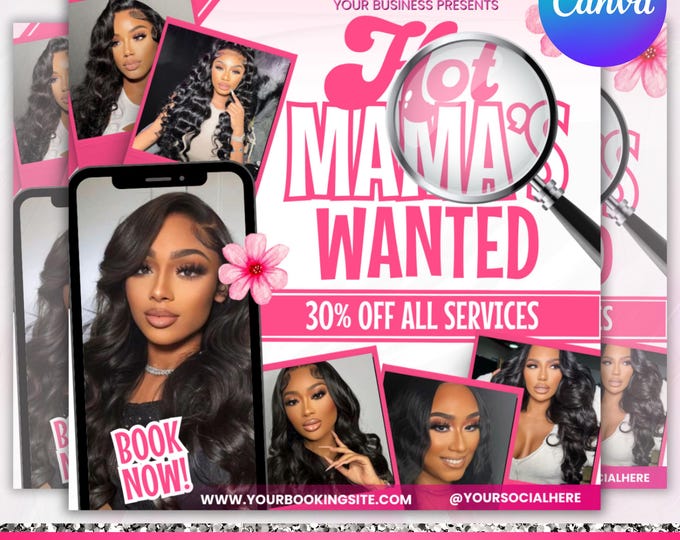 May Booking Flyer, Mother's Day Booking Flyer, May Books open, May Appointment Flyer, Hair Braids Wig Lashes Flyer, Canva Editable