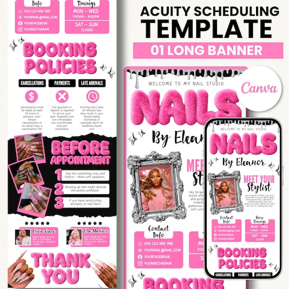 Nail Tech Acuity Scheduling Template Acuity Nail Booking Site Nail Acuity Nail Website Acuity Template Site Nail Canva Editable Acuity Nail