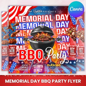 Memorial Day Party Flyer,Memorial Day Weekend Club Flyer,Club Party Flyer,Summer Party Flyer,DJ Party Invite for Social Media,Cnava Editable
