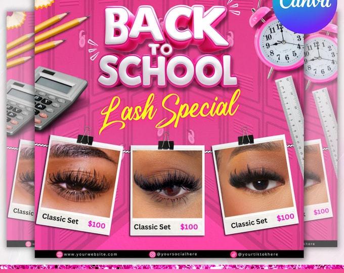 Back To School Flyer, Back to school sale flyer, Back to school Hair flyer, DIY canva template, Back 2 School Flyer, Canva Editable