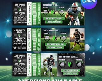 Editable Football Ticket, Football Game Ticket Gift, Football Birthday Ticket, Template Anniversary or Birthday Gift, Canva Editable