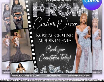 Prom Dress Flyer, Prom Flyer, Prom Fashion Flyer, Prom Flyer Template, Prom Dress Flyer Template,Prom Party Celebration Flyer Canva Editable