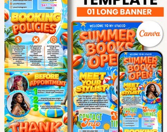 Summer Acuity Scheduling Template Hair Stylist, Branding Kit, Spring Booking Site, Lash Tech Website, Booking Flyer, Canva Esthetician Nail