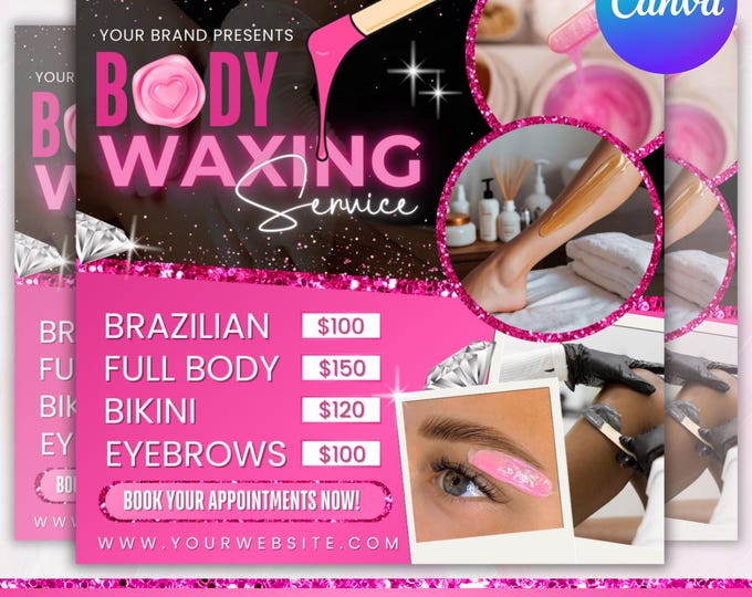 Wax Booking Flyer, Wax Deals Bookings Flyer, Body Wax Booking Flyer, Spa Wax Flyer, Waxing flyer,Wax Books Open Flyer, Canva Editable
