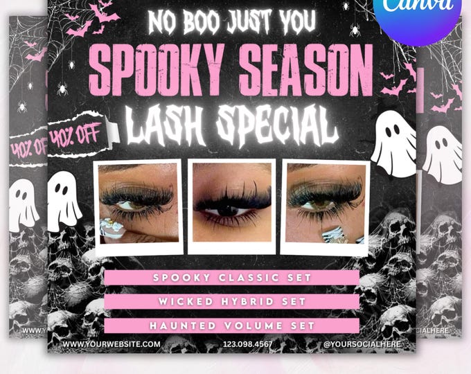 October Lash Sale Flyer, Lash Extensions Flyer, Lash Deals Flyer, Beauty Lash Flyer, Halloween Lashes Flyer, October Sale, Spooky SZN Flyer