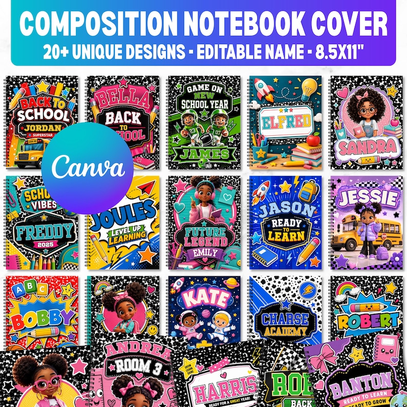 Composition Notebook Covers, Composition Book Cover template, Canva Composition Notebook Designs, Back to School Printable, Digital Download Composition Notebook Covers, Composition Book Cover template, Canva Composition Notebook Designs, Back to School Printable, Digital Download Composition Notebook Covers, Composition Book Cover template, Canva Composition Notebook Designs, Back to School Printable, Digital Download