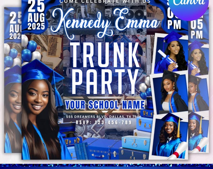 Trunk Party Flyer, Farewell Party Invite, DIY Trunk Party Flyer, Graduation Party Invitation, College Send Off Invitation, Canva Editable
