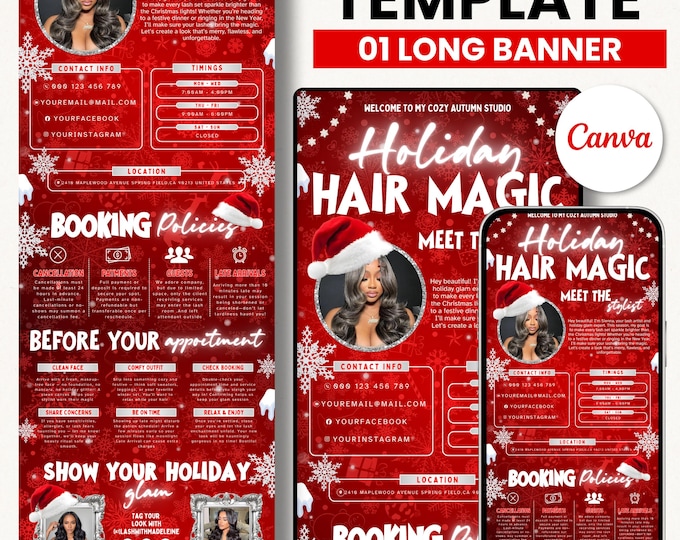 Christmas Hair Stylist Acuity Scheduling Template, Editable Acuity Template, Acuity Scheduling, Website Template, Diy Acuity Booking Website