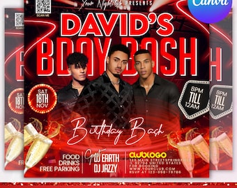 Birthday Party Flyer, Birthday Flyer, Happy Birthday Flyer, Invite flyer, Birthday event flyer, Male Birthday flyer, Canva Editable