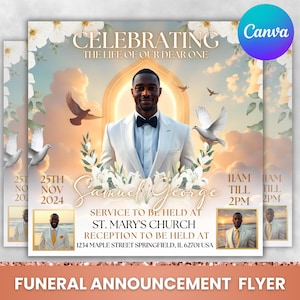 Memorial Funeral Announcement Flyer, Funeral Announcement Template, Funeral Memorial Announcement Flyer, Rest In Peace Flyer, Canva Editable