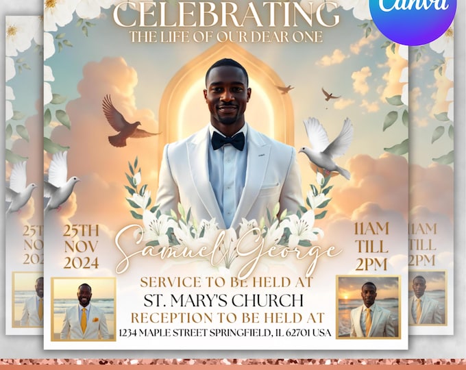 Memorial Funeral Announcement Flyer, Funeral Announcement Template, Funeral Memorial Announcement Flyer, Rest In Peace Flyer, Canva Editable