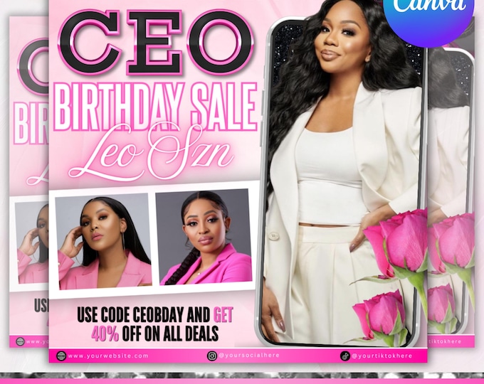 Ceo Birthday Sale Flyer, Ceo Birthday Flyer, Ceo Birthday Special Flyer, Boss Girl Flyer, Flash Sale Promo Flyer, Canva Editable