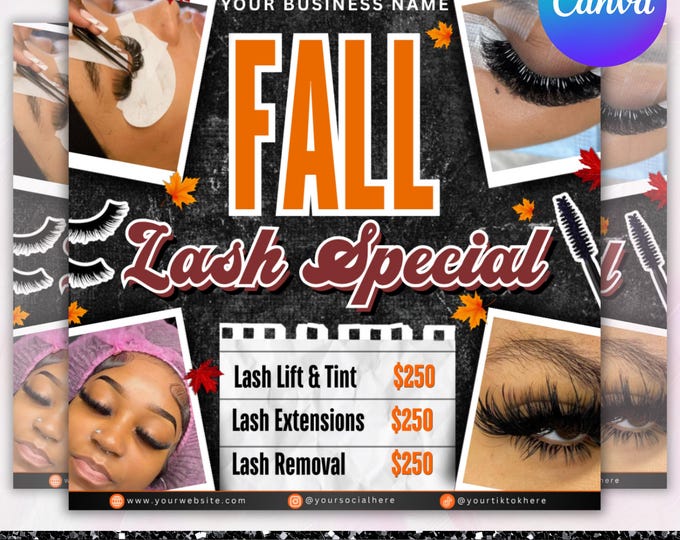 Fall Season booking flyer, Lash Appointments Available Flyer, Lash Booking Flyer, New Lashes, Lash Tech Flyer, Canva Editable