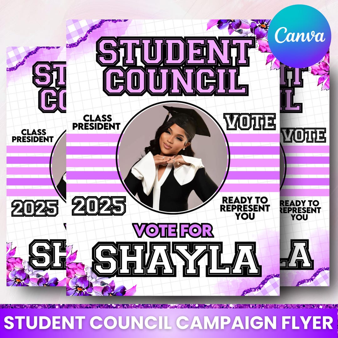 Student Council Campaign Flyer: Canva Editable School Election Poster ...