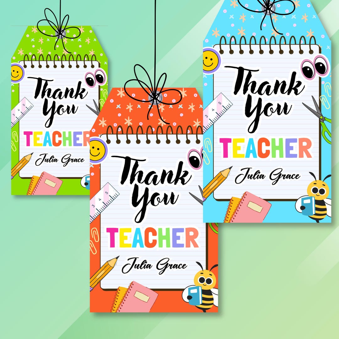 Editable Teacher Appreciation Week Gift Tags Thank You Teacher Gift Tag ...