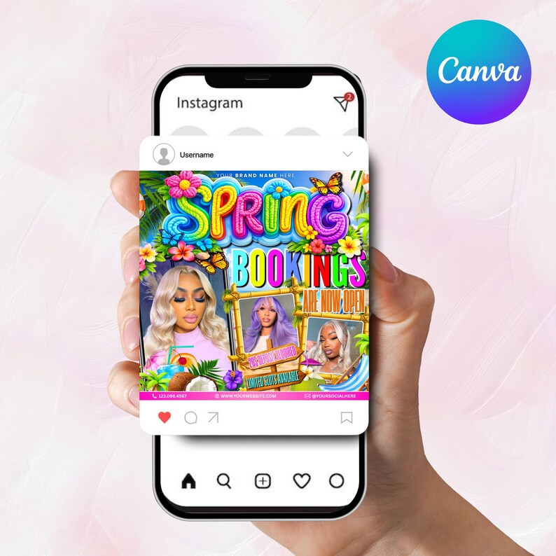 Spring Break Booking Flyer, Spring Booking Flyer, Spring Break Sale Flyer, Spring Special Flyer, Hair Lash Nail Makeup Braids,Canva Editable Spring Break Flyer, March Bookings, Editable Spring Glam Flyer Template, Spring Flyer, Book Now Flyer, Canva Template Instant Download  Spring Break Flyer, Spring Booking Flyer, Editable Spring Flyer Template, Book Now Flyer, Braids Flyer, Canva Template Instant Download
