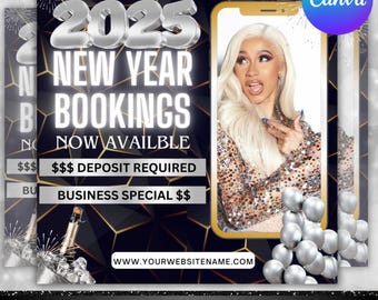 January Booking Flyer, New Year Booking Flyer, Book Now Flyer, Braid Booking Flyer Template Hair Lash Nail Makeup, Canva Editable