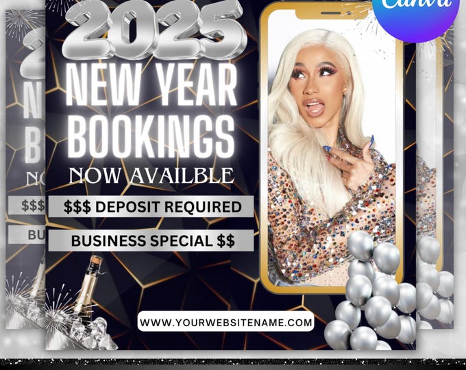 January Booking Flyer, New Year Booking Flyer, Book Now Flyer, Braid Booking Flyer Template Hair Lash Nail Makeup, Canva Editable