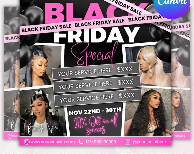 Black Friday Flyer, black Friday Sale Flyer, Black Friday Special Flyer, cyber Monday flyer, Pink Friday Flyer, Flash Sale Flyer, Canva