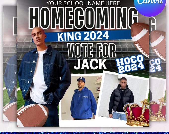 Homecoming King flyer, Homecoming Queen Flyer, homecoming campaign flyer, Vote Homecoming, HOCO Flyer, Vote for me Flyer, Canva Editable