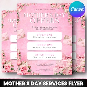 Muttertagsangebote Canva Vorlage für Beauty Professionals & Salons | Buchung Flyer Social Media Post | Luxus-Branding in Rosa und Weiß