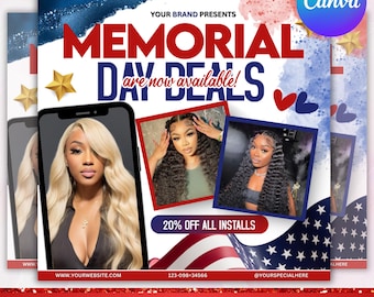Memorial Day Booking Flyer, Memorial Day Sale Flyer, Memorial Day Special Sale, Memorial Day Books are open now, Canva Editable