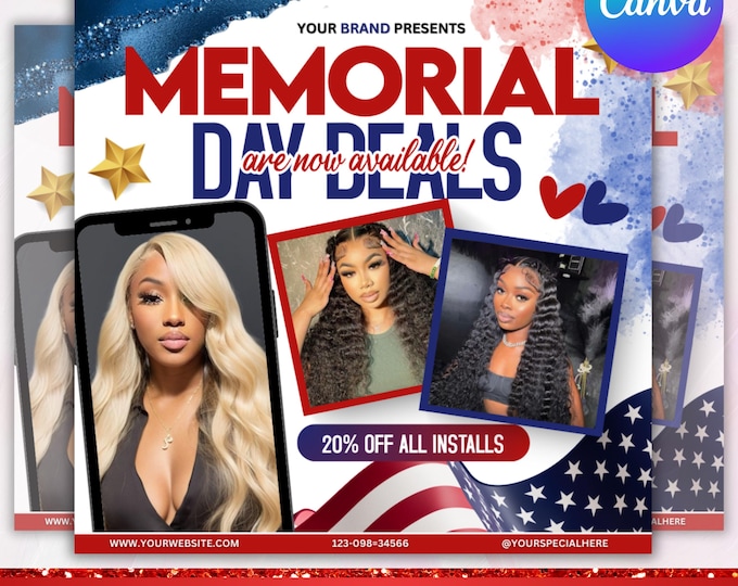 Memorial Day Booking Flyer, Memorial Day Sale Flyer, Memorial Day Special Sale, Memorial Day Books are open now, Canva Editable