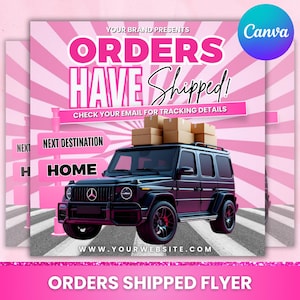 Orders Have Shipped Flyer, All Orders Shipped Flyer, Social Media Instagram Delivery Flyer, Lash, Hair, Makeup, Nails, Wig, Canva Editable