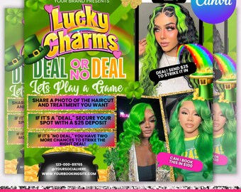 Deal or No Deal Flyer, March Booking Flyer,Deal or No Deal Hair,St. Patricks Flyer,March Madness, March Hair,Braids,Nail,Lash,Canva Editable