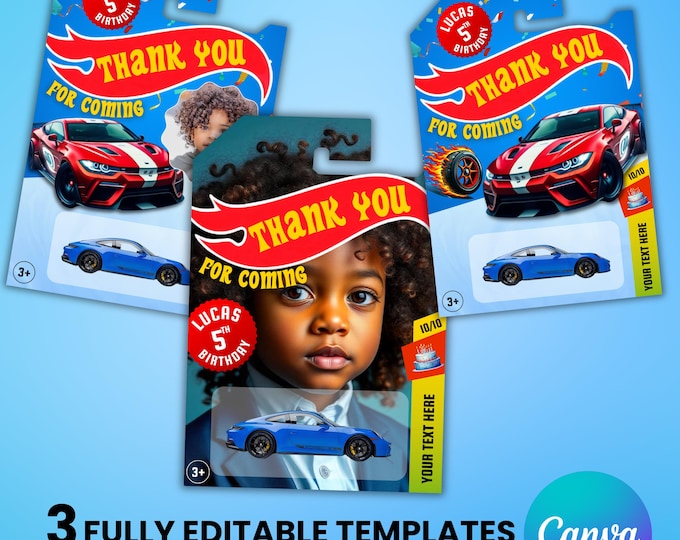 Toy car packaging, Toy Car Packaging Template, Printable Car Birthday Favor Tag, Race Car Tag Party Supplies, Canva Editable