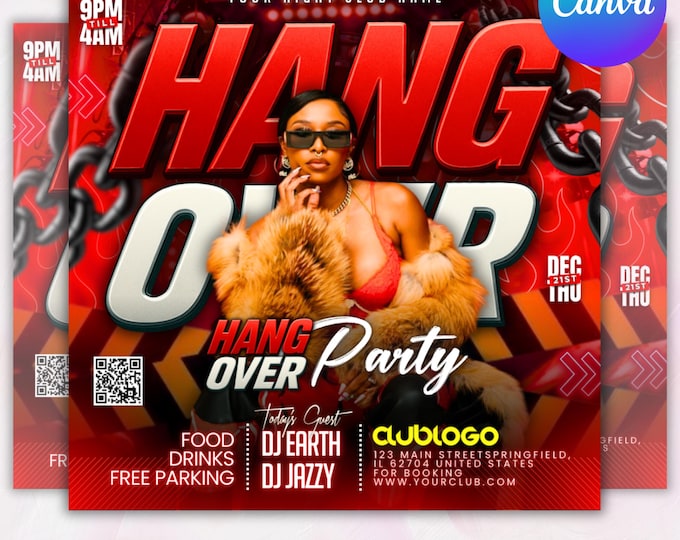 Sunday Hangover Party Flyer, Sunday Party Flyer, Sunday Club Party Flyer, Sunday Club Flyer Template, Club Party Flyer, Canva Editable