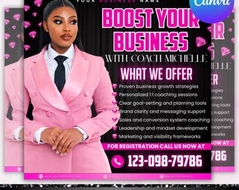 Business Coach Flyer, Coaching Business Flyer, Consultation Flyer, Entrepreneur Flyer,Workshop Flyer, Business Workshop Flyer,Canva Editable