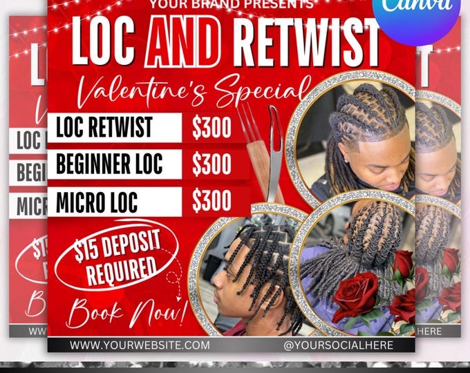 February Booking Flyer, Valentines Day Booking Flyer, February Booking, Hair Braids Nail Lash Makeup Wig Install , Canva Editable