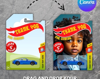 Toy car packaging, Toy Car Packaging Template, Printable Car Birthday Favor Tag, Race Car Tag Party Supplies, Canva Editable